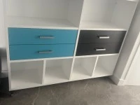 Drawers, foot stool, rug, camping shelves unit x 2