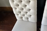 French country high back buttoned oak leg chairs x 4