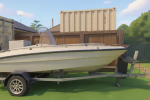 Motor boat Atomix 420SC FIBERGLASS  with single axle trailer