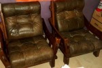 Wood - Leather chairs each