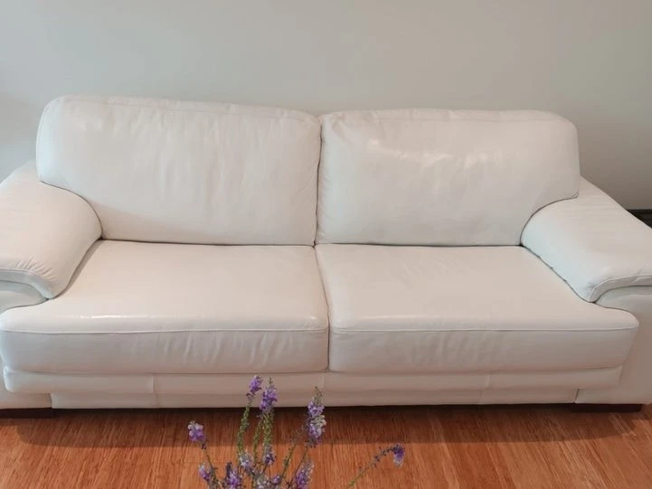 White leather sofa