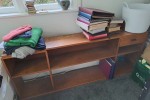 Two seater couch, Armchair, Bookcase, Filing cabinet