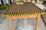 Table, dining chairs, hammock frame