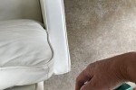 Retro modernist designer White leather couch from homage 3 seater mode...