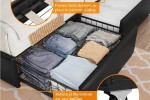 Queen Size Bed Frame with 4 Storage Drawers and USB Ports