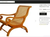 Stunning British Colonial Teak & Cane Plantation Chair and Footstool
