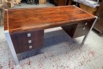 Mid Century Solid Brazilian Rosewood Chrome Frame Desk