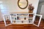 Large wooden & glass sideboard