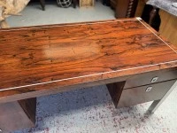 Mid Century Solid Brazilian Rosewood Chrome Frame Desk