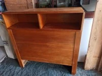 Single head board with shelf and drawers