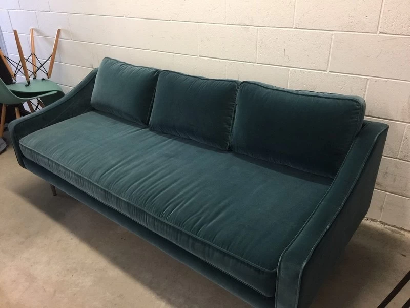 Nood Velvet Sofa - Bluey Green