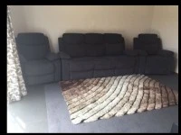 Queen bed and base, 3 piece lounge set, 4 drawer tall boy, TV stand - ...