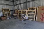 Large Crated Mirrors (5), 2 small rattan chairs, 2 small bistro tables...