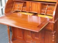 Roll top writing desk - antique re-production -mahogany wood