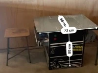 Space Invader Machine, 1 x small stool, 1 x small stool