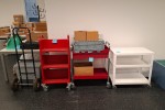 Loose items on tables and trolleys and file cabinets etc