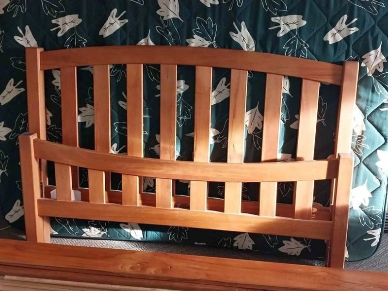 Wooden double bed frame - ends, slats & sides