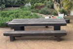 Very heavy outdoor table 3.0m x 1.0m with 0.3m x 0.3m square legs, Woo...