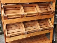 Wooden retail display units 2 x vertical units and 4 x Island/Table di...