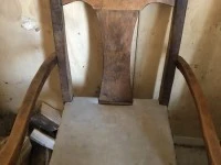 Adzed Rimu & Leather dining chairs, Adzed Rimu & Leather dining chairs...