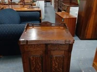 Vintage oak sewing machine and table