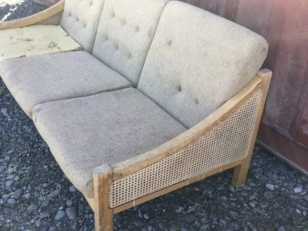 Three seater couch with Rattan Ends