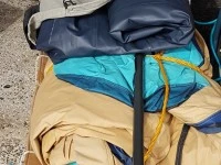 King bed Sealy Posturepedic Ovation, Family tent and poles, Box