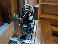 Vintage oak sewing machine and table