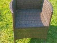 Rattan outdoor table and 4 chairs brown