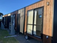 3 portable cabins 4.2m x 2.4m built on single axle trailer