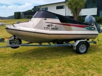 Motor boat Aqualine 435 ally pontoon with outboard