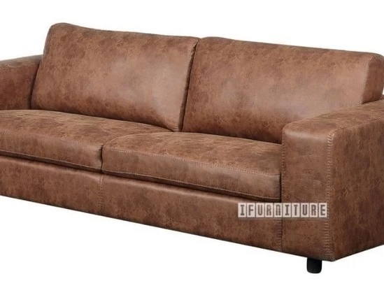 Single Sofa Brown "Leather Look" Fabric