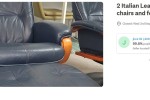 2 Italian Leather recliner chairs and footstools