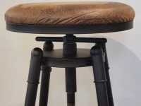 Pair of Industrial style tan and black bar stools