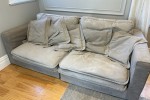 Early settler Slouch couch. Grey. 2.4m long