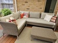 2x L shaped outdoor sofa two pieces + coffee tabe, 2x outdoor sun-loun...