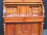 Roll top writing desk - antique re-production -mahogany wood