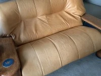 Dining table round. Top maybe taken off base for ease., 6 dining chair...