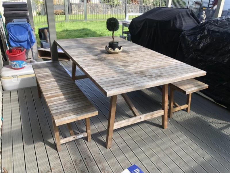 Outdoor table and benches