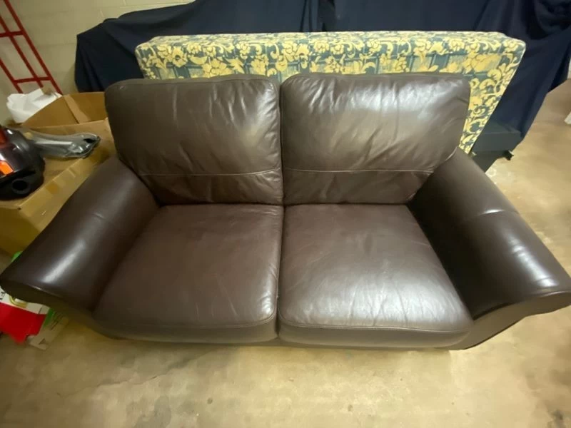 Near new 2 Seater Brown Leather Couch