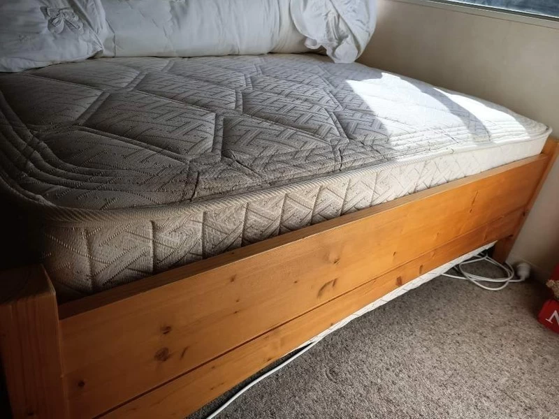 Wood Queen size bed with side table