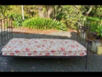 Day bed, wrought iron frame and mattress