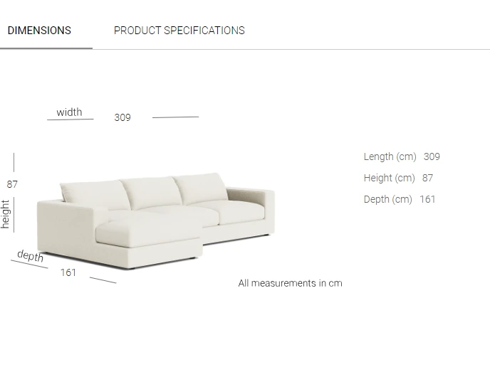 3.5 seater couch   Dimensions - 87, 258,106cm  3.5 seater couch with c...