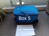 Box 1. Transparent small box, Box 2. Shoe box, Box 3. White cloth bag,...