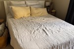 Queen mattress, bed frame, mattress topper