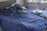 Queen bed, 2 x bedside draws sml, 1 x fridge freezer med, 1 x fridge f...