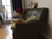 Vintage 60s-70s green vinyl three/four seater couch