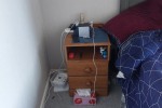 Queen bed, 2 x bedside draws sml, 1 x fridge freezer med, 1 x fridge f...