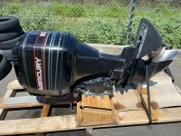Outboard motor on pallet