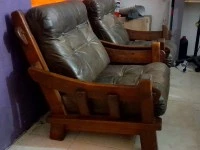 Wood - Leather chairs  each